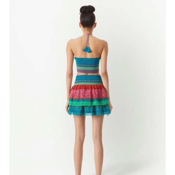 Alice + Olivia BETHIE SMOCKED TIERED MINI SKIRT, size 12 - Picture 4 of 5